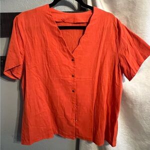 Women’s Orange Button Top